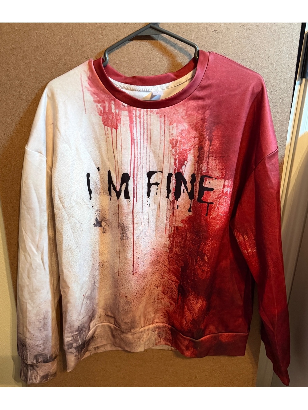 Large Halloween “I’m Fine” Bloody Horror Graphic Sweatshirt. Unisex